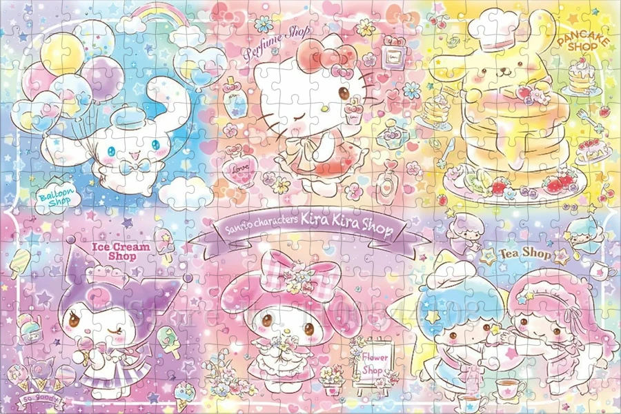 Sanrio Characters Cartoon Puzzles Hellokitty Kuromi Cinnamoroll Mymelody Jigsaw Puzzles for Children Intelligence Game Toys