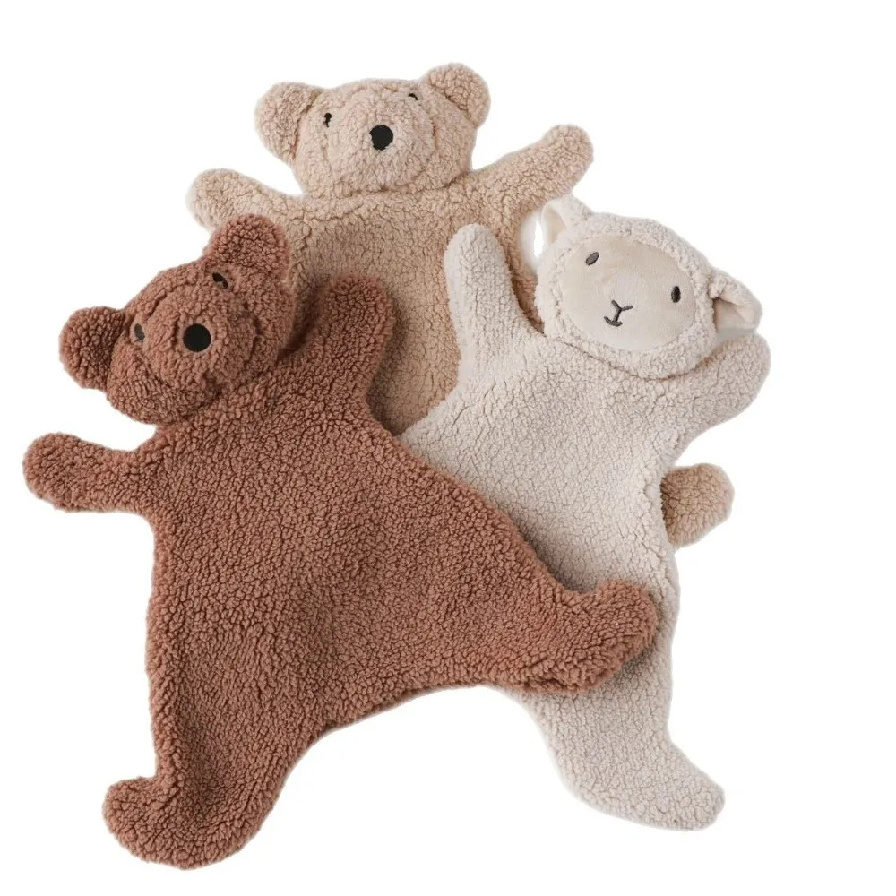 Serviette confortable en forme d'ours pour bébé, couverture de couette en coton Super doux, jouet de sommeil pour enfants