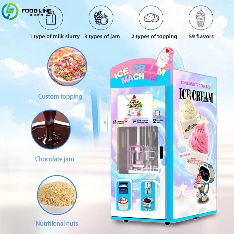 Customized Smart Unmanned Ice Cream Vending Machine Automatic Frozen Snack Vending Machine for Business