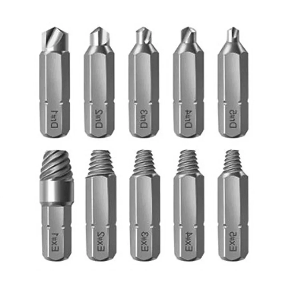10set Damaged Screw Extractor Drill Bit Broken Head Screw Extractor Kit 4mm 6.35mm Tap Remove Tools For Broken Bolt Extraction