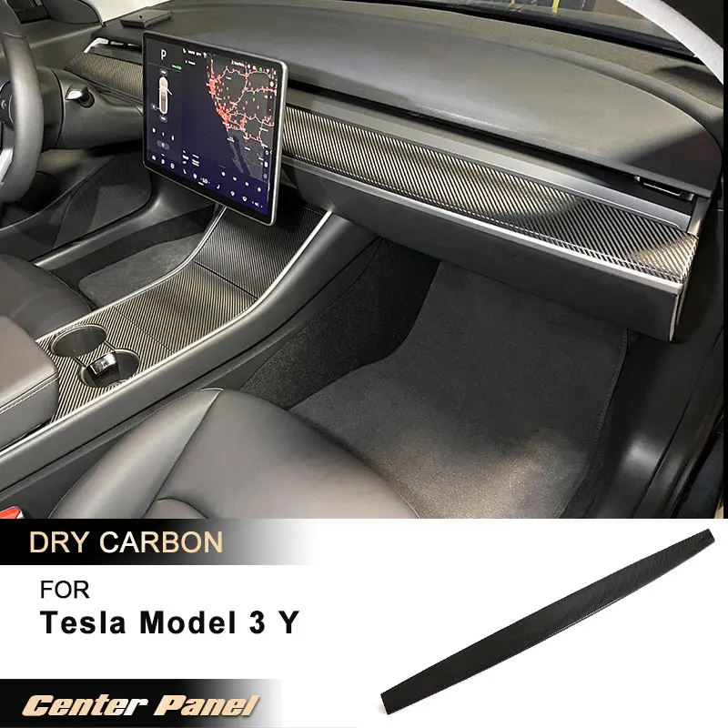 Car Center Console Dashboard Panel Cover Trim for Tesla Model 3 Y 2021-2023 Center Console Panel Trim LHD Prepreg Dry Carbon