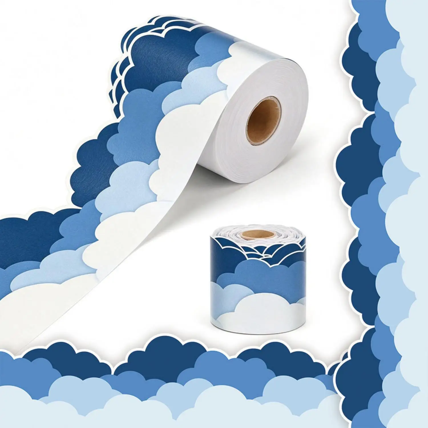 1Roll Cloud Shaped Bulletin Board Border Sticker Classroom Blackboard Decoration Wall Decal Easy Peel Stick Removable