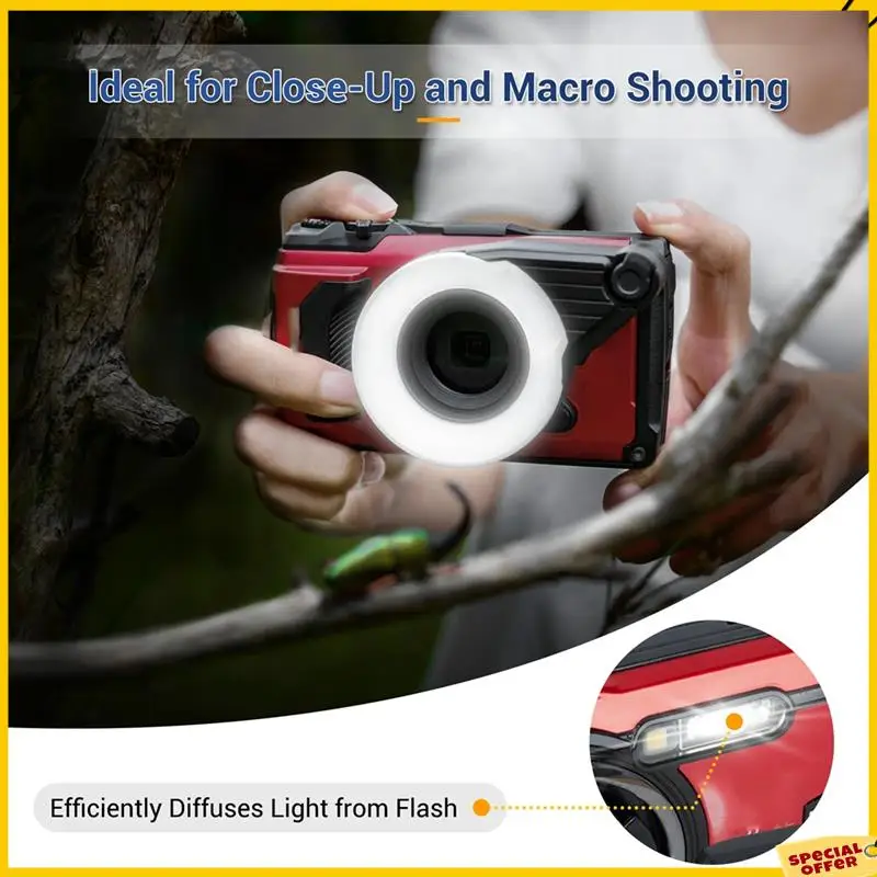 Difusor de flash A24P FD-1 para Olympus Tough TG-7 TG7 TG-6 TG6 TG-5 TG5 TG-4 TG4 TG-3 TG3 TG-2 TG2 TG-1 TG1 Macro Fotografia