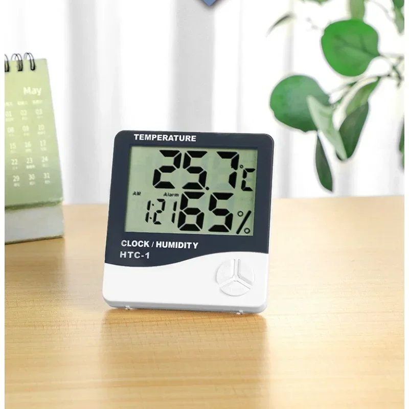 LCD Digital Thermometer Hygrometer Temperature Humidity Tester Weather Station Clock For Eyelash Extension Makeup Beauty Salon