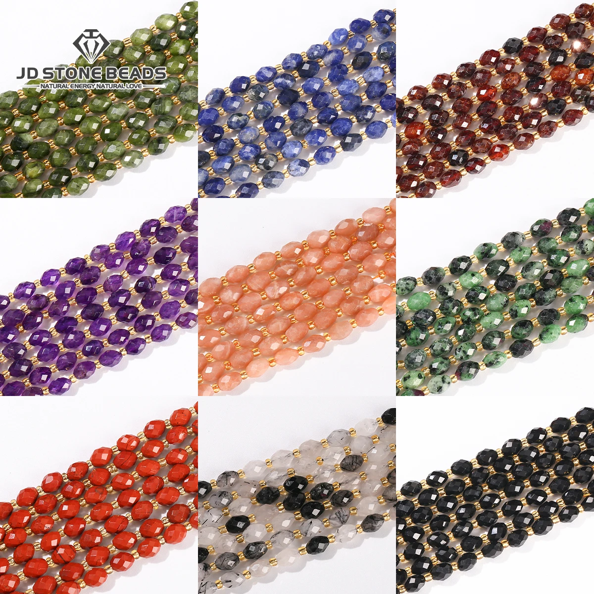 

6x8mm Natural Amethyst Epidote Faceted Oval Shape Bead Loose Spacer Beads For Jewelry Making DIY Bracelet Necklace Accessory