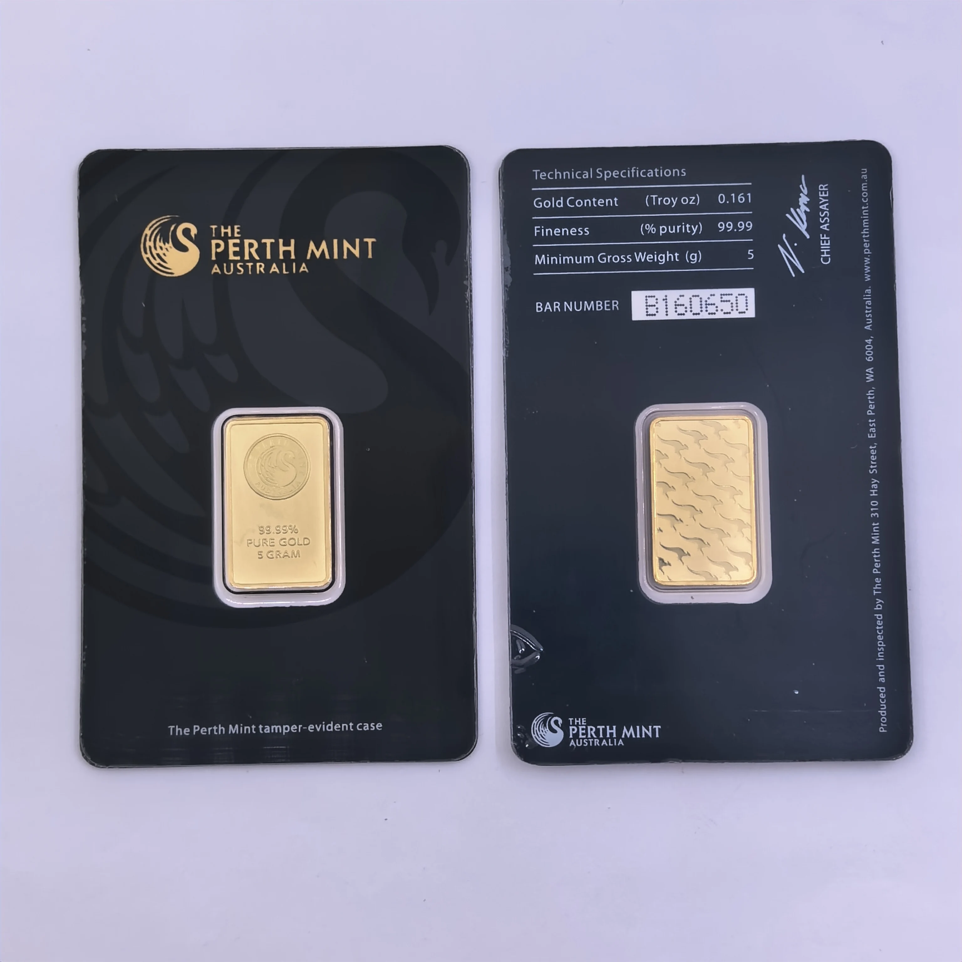 Zwitserse 24-karaats goudzilverstaven Goudstijl 1 ounce acrylzegelverpakking Onafhankelijk serienummer Geen magnetisch