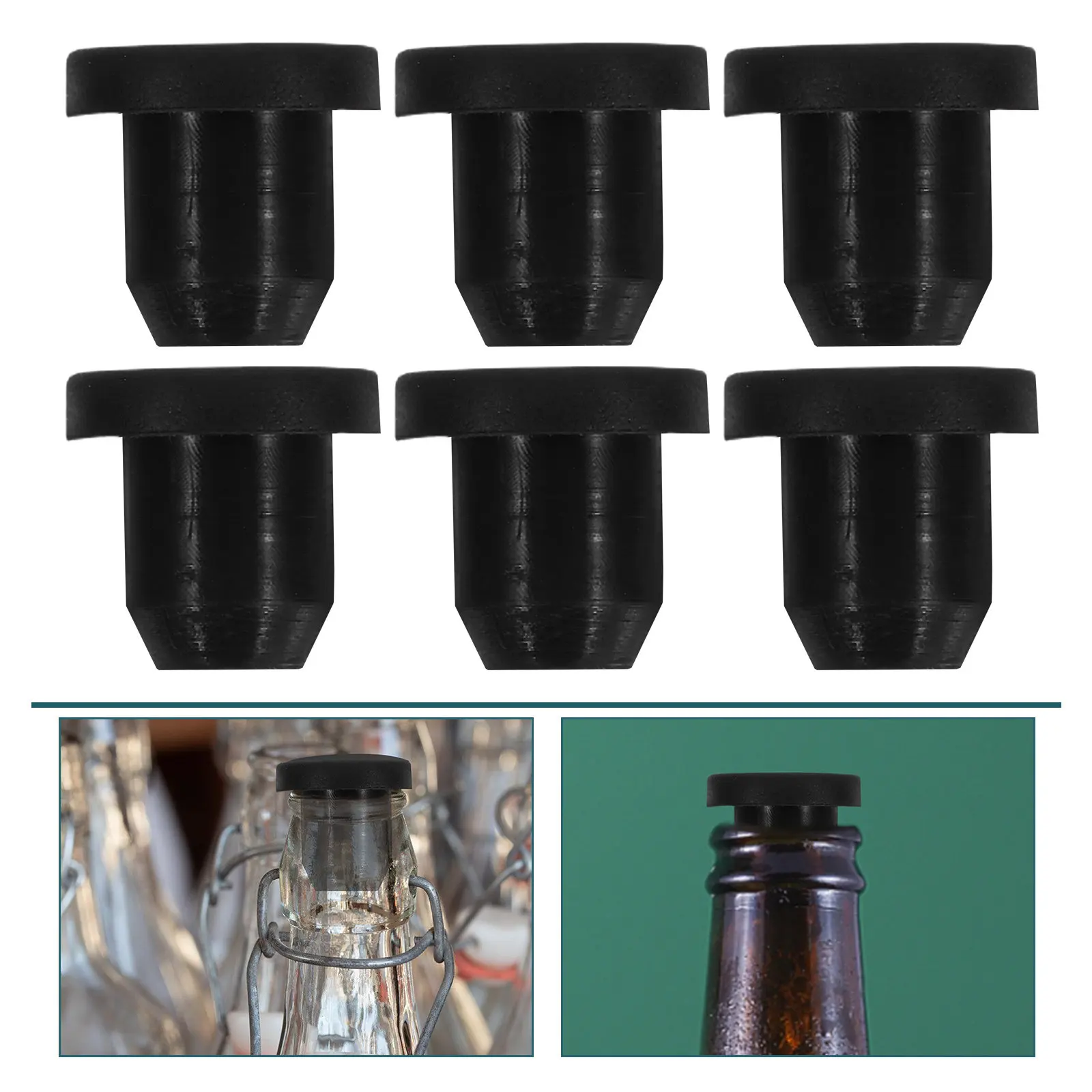 40 bouchons d'étanchéité en silicone à clipser pour trous, bouchons de bouteille hermétiques pour garder la fraîcheur - Trous de 5,8-6,3 mm, embouts en silicone noir