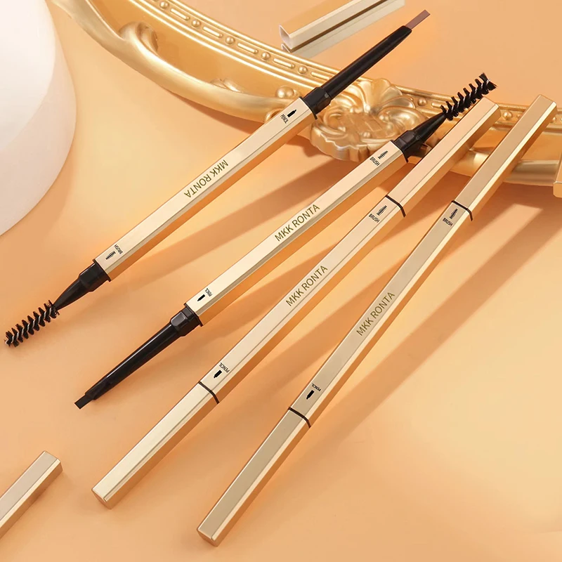 EyeBrow Pen Gold Bar Shape Automatic Rotation Brow Tint Enhancer Double Head Eye Makeup Pencil Natural Sweatproof Slim Pen