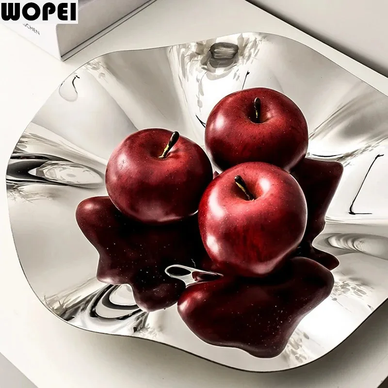 Stainless Steel Fruit Tray Irregular Candy Tray Dried Fruit Tray Snack Trays Jewelry Storage Trays Home Desktop Decoration