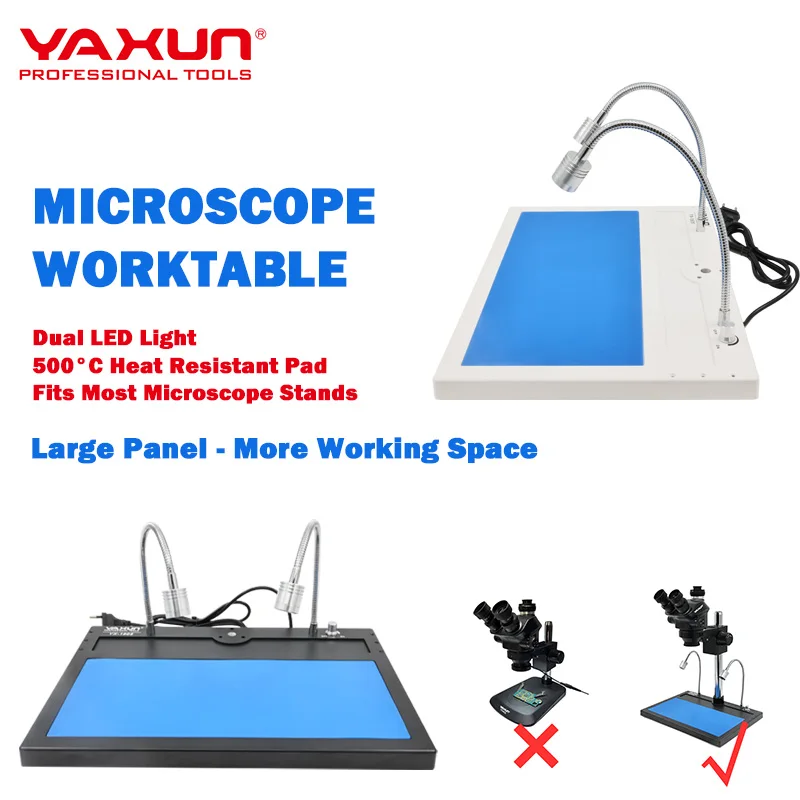 YAXUN YX-1905 Microscope Worktable for Phone Repair, Dual LED
