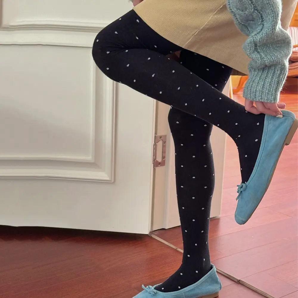 

Модные колготки в горошек, высокоэластичные женские вязаные чулки, дышащие женские леггинсы с высокой талией