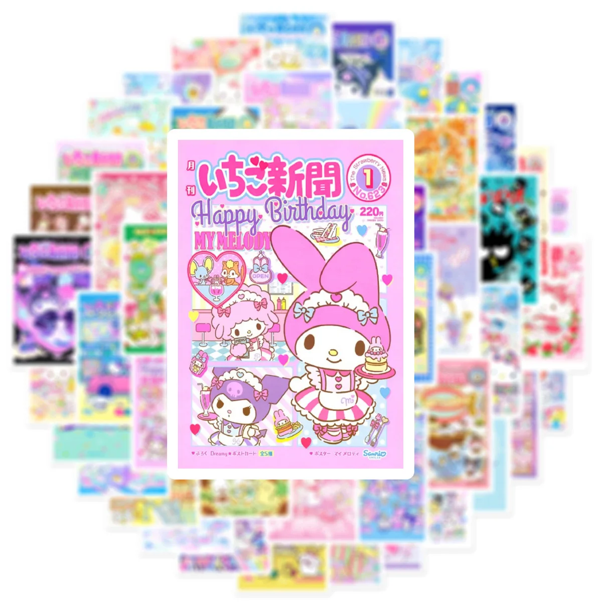 10/50pcs Kawaii Pink Cartoon Sanrio Poster Stickers Cute Girl Hello Kitty Kuromi Decals DIY Phone Diary Journal Sticker Kid Toy