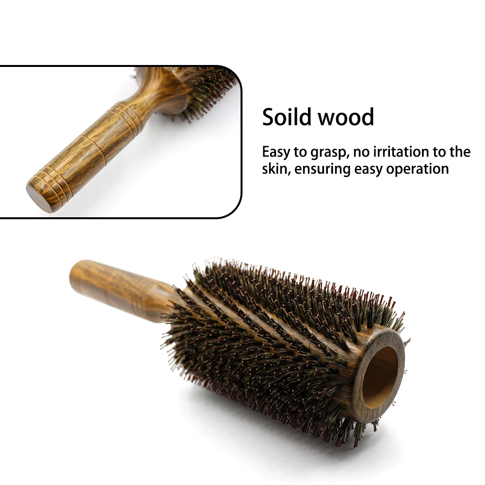 Professional Boar Bristle Round Hair Brush for Women and Men Hair Styling Comb Salon Hairdressing Hairdresser Wood Round Brush