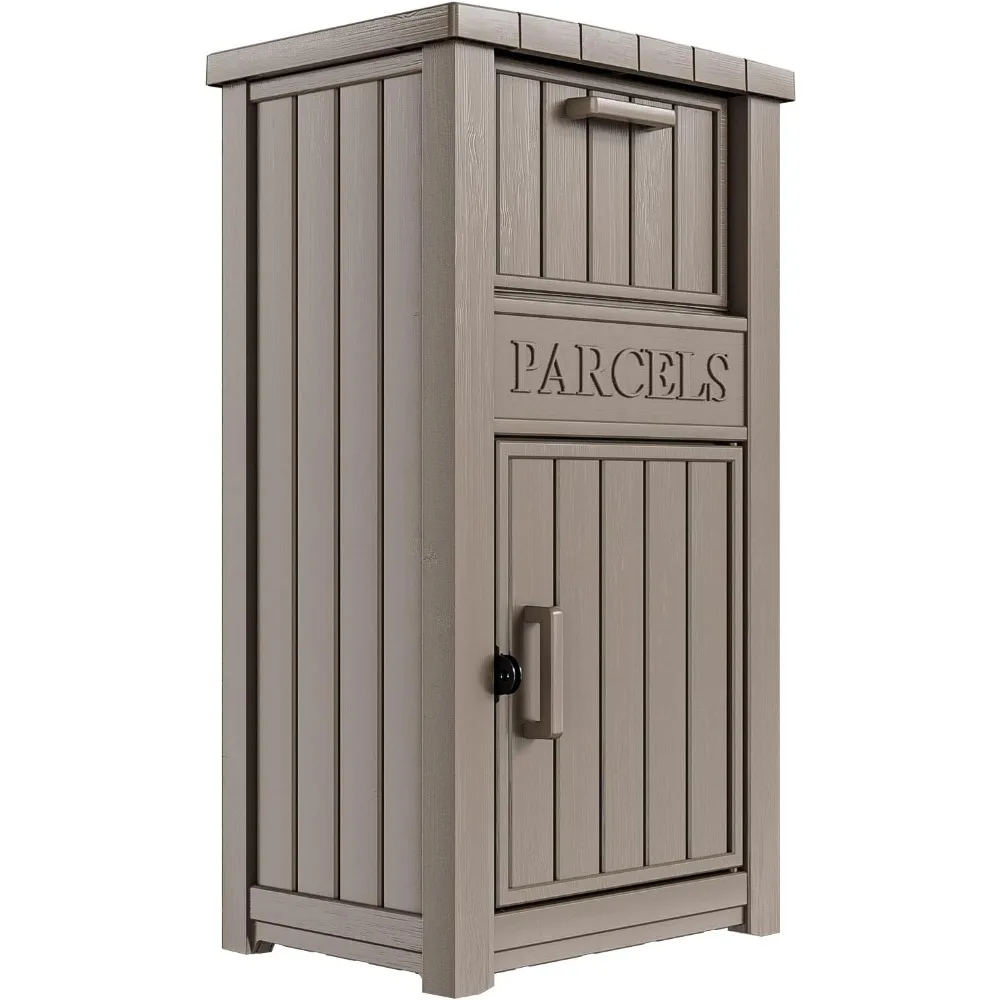 

Large Lockable Parcel Delivery Box Outdoor Waterproof Anti-Theft Storage for Porch Curb House Grey