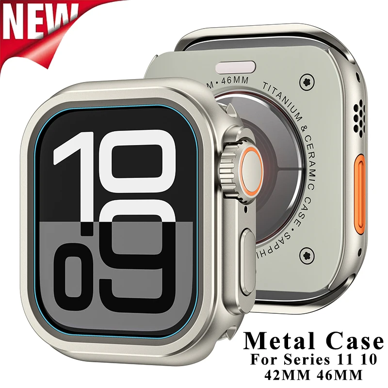 Metallgehäuse für Apple Watch Series 11 10 46mm 42mm Upgrade Ultra 3/2 49mm Hartmetall-Schutzhülle aus Zinklegierung für iWatch 11 10