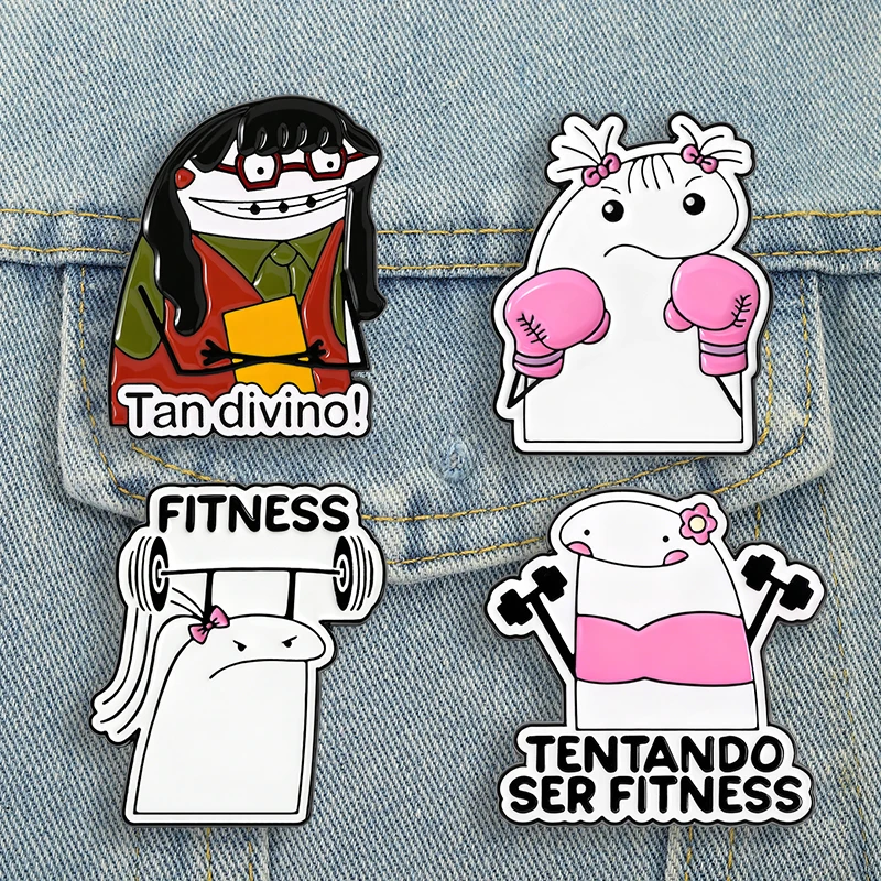 Flork Memes-Alfileres esmaltados, broches divertidos para Fitness, insignias, dibujos animados divertidos, comedia, chica, regalo de joyería para fanáticos y amigos