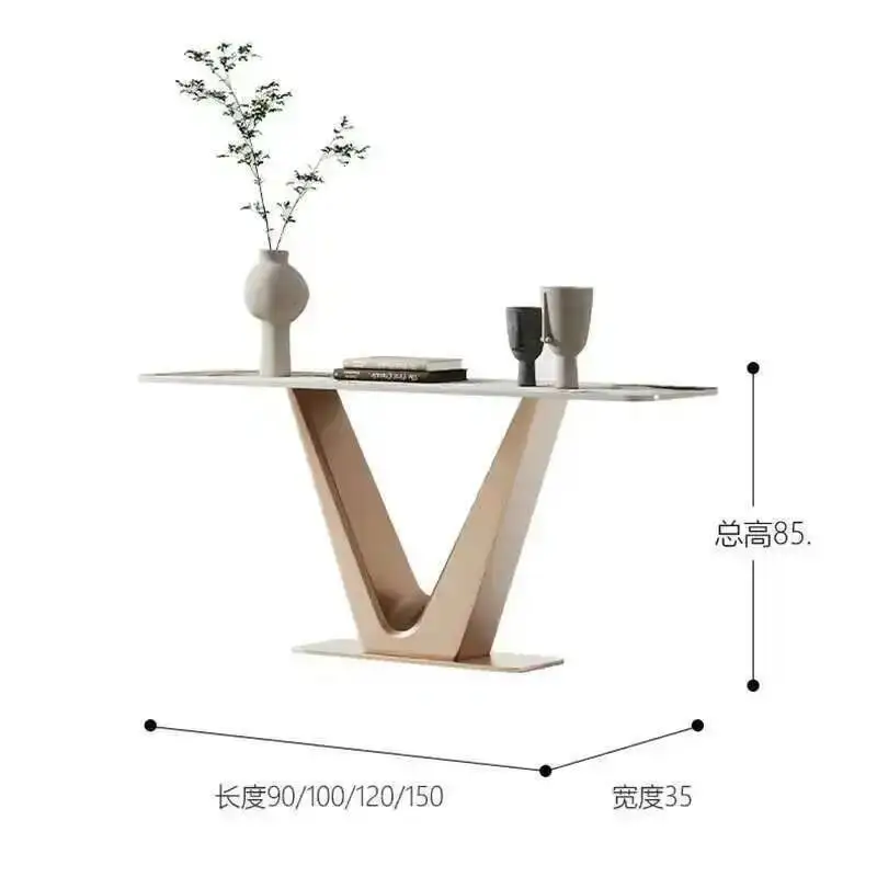 Console Entrance Light Tables Luxury Home Italian Furniture Living Room Stainless Steel Porch Table with Lamp Modern Slate Table