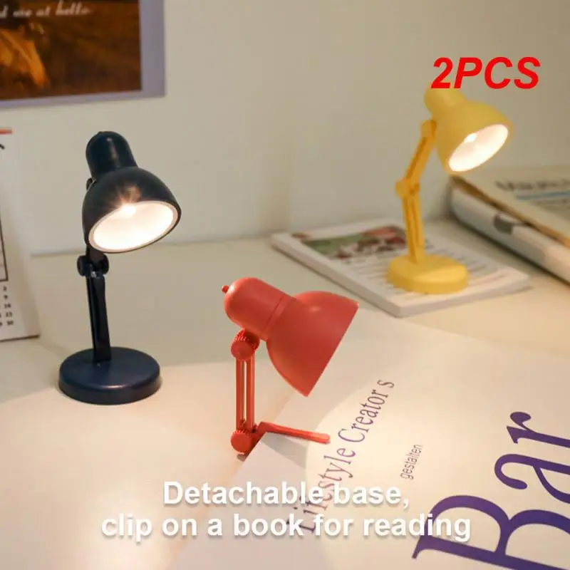 2PCS Mini Book Light With Clip LED Table Lamp Foldable Night Home Room Computer Night Lights Eye Travel Portable Book