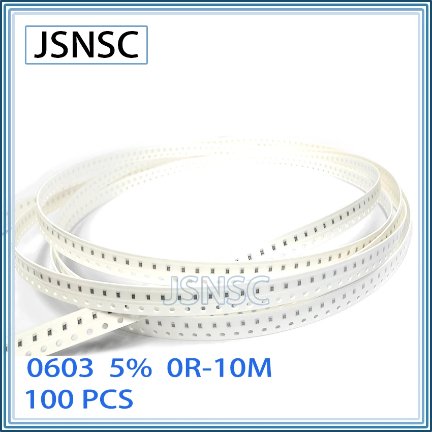 

JSNSC 0603 J 5% 100 шт. 0R-10M smd 1608 резистор 22 33 47 100 220 330 1K 2.2K 4.7K 10K 100K 1R 10R 100R 150R 220R 330R 1M Ом K Ω