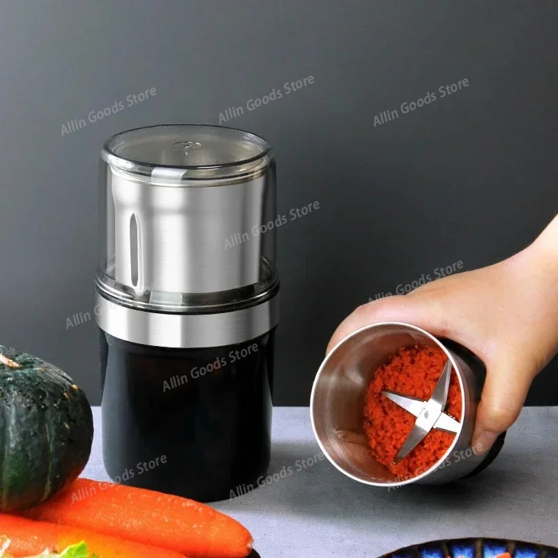 220W Grade High-Power Electric Grinder, Coffee Bean Mill, Dry & Wet Grain Powder Machine for Cereals, Dual Voltage 110V/220V
