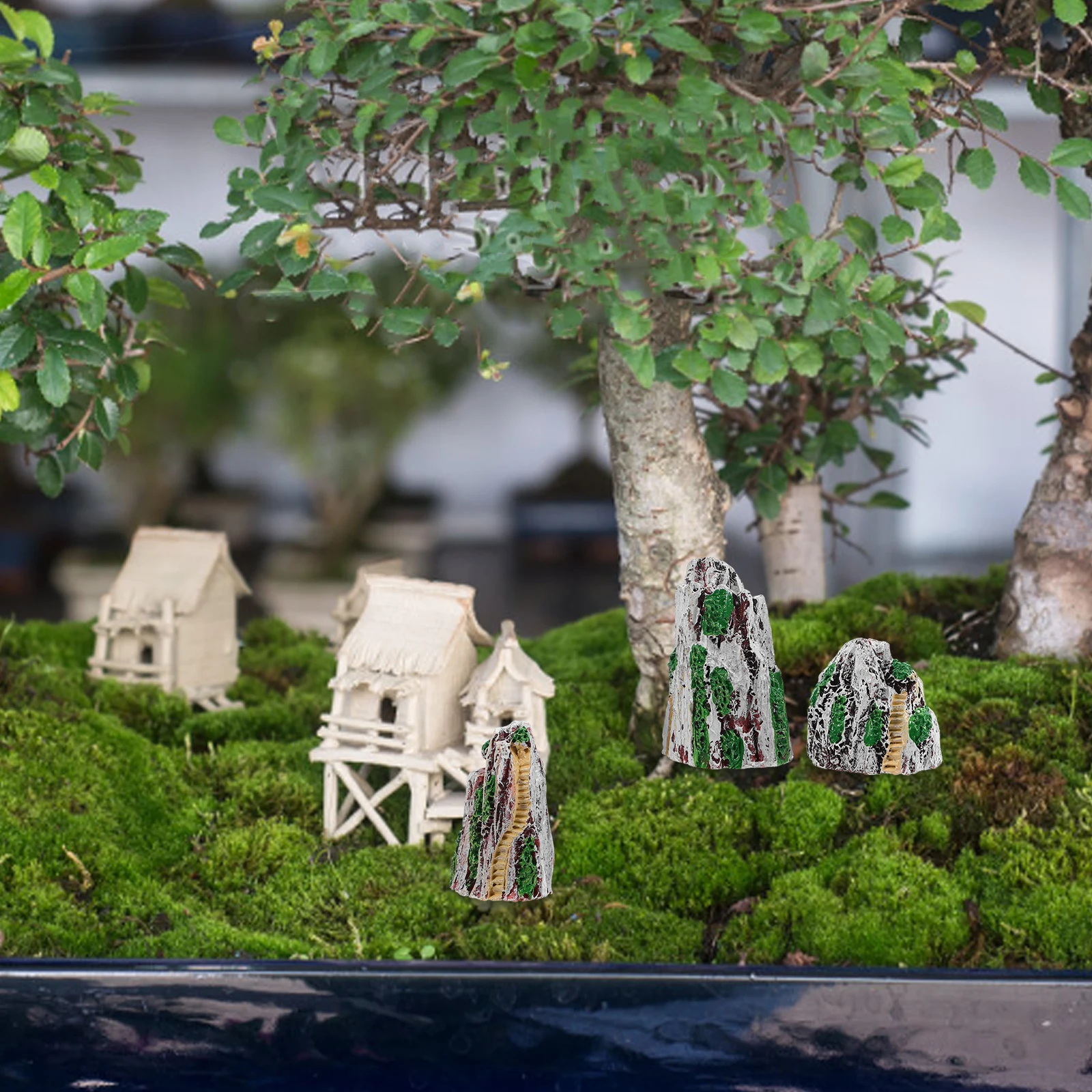 

6 Pcs Simulated Rockery Ornaments Mini Mountain Resin Figurines Decorative Mini Landscape Garden Accessories Aquarium Cave