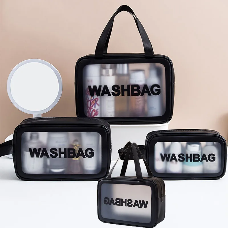 3 Stück transparente Kosmetiktaschen, tragbare Aufbewahrungstaschen, Kosmetik-Reisetaschen, niedliche Kosmetiktaschen für Damen