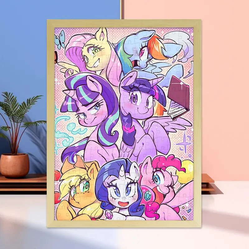 My Little Pony Twilight Sparkle Pinkie Pie Cartoon Rainbow Pony Wooden Puzzle DIY Puzzle Fun Gift for Classmates and Couples