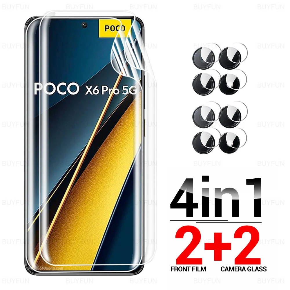 For Xiaomi Poco X6 Pro 5G Camera Glass 4in1 Hydrogel Film Little X6Pro Poko Poxo X 6 6X PocoX6 PocoX6Pro Phone Screen Protector