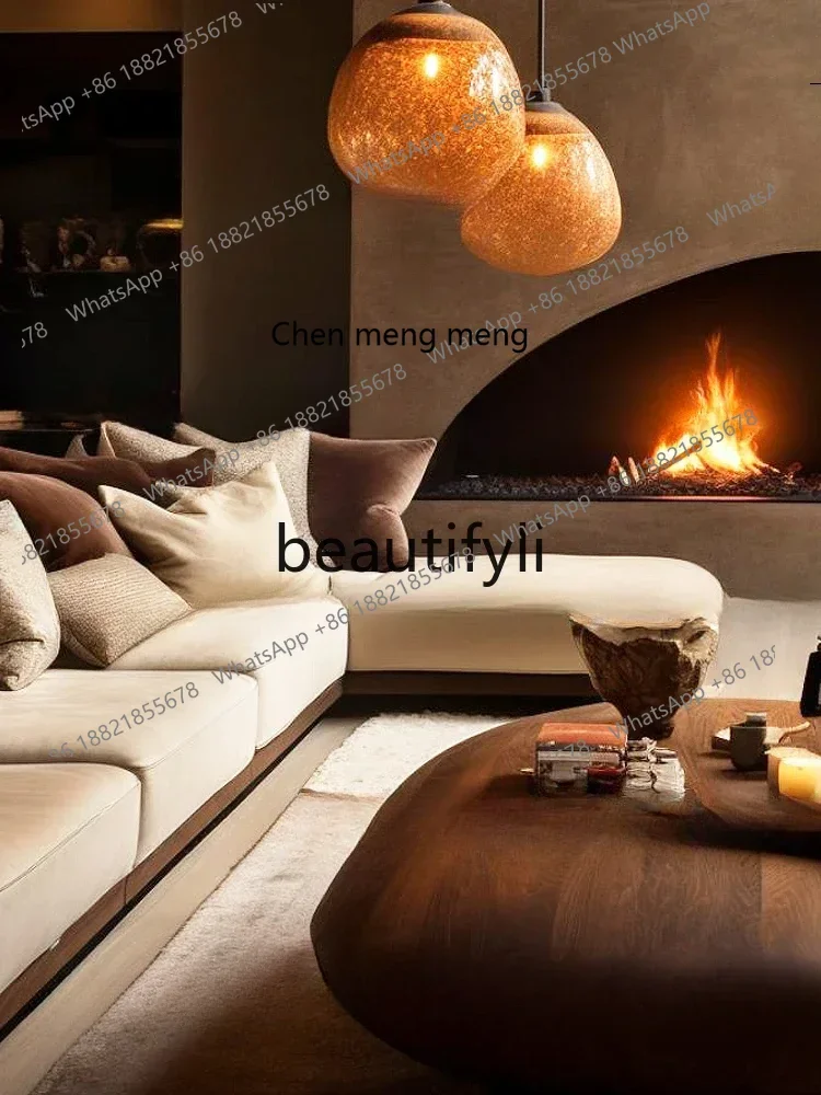 

2003 Art creative arc surface coffee table, walnut color sofa decorative round edge coffee table