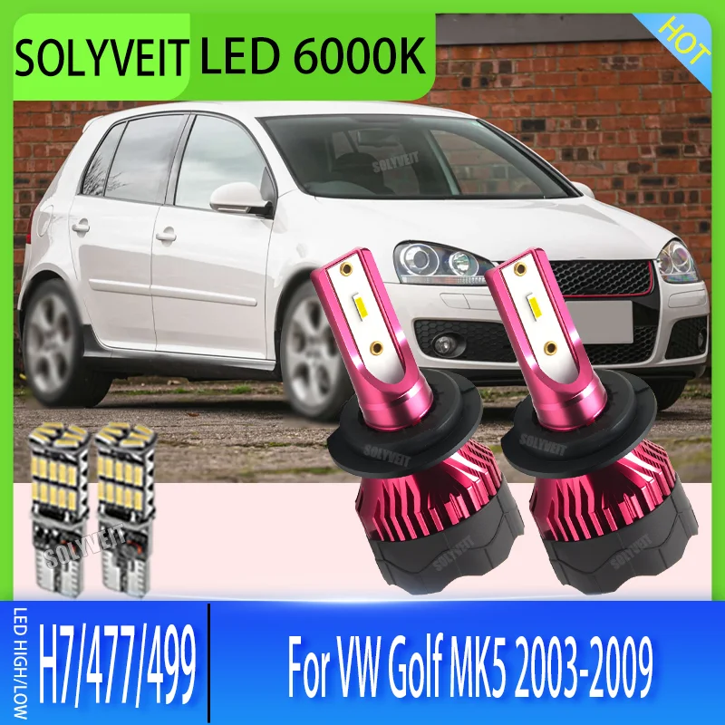 

Road Illumination 6000K White LED Car Lamp Bulb h7/477/499 High Low Beam For VW Golf MK5 2003 2004 2005 2006 2007 2008 2009