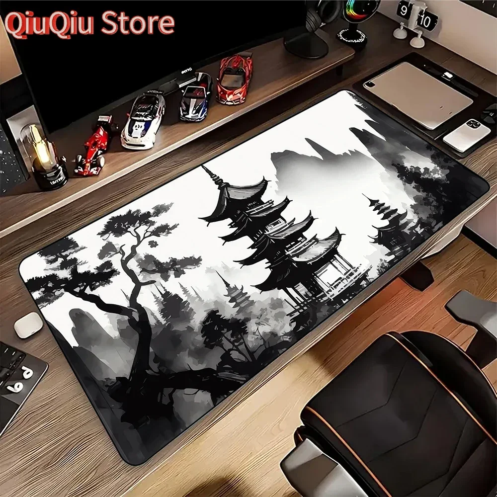 Nouveau tapis de souris d'art japonais de sérénité de montagne ordinateur Gamer grand tapis de souris tapis de clavier de jeu tapis de bureau tapis de Table en caoutchouc XXL