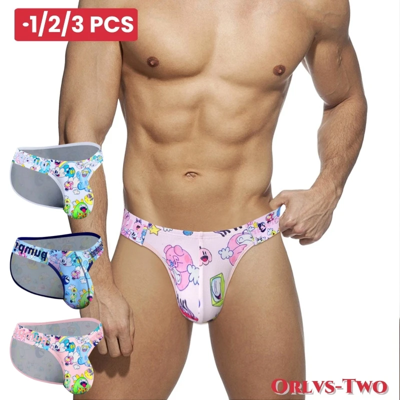 Men Underwear Briefs Sexy Modal Colorful Summer Patterns Bikini Man Anime Belt High Fork Horn Design Underpants Butt Lift MP296