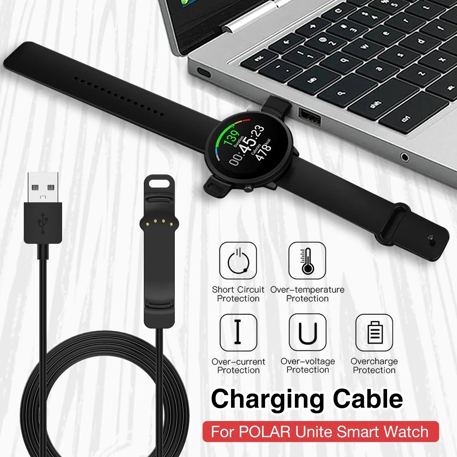 USB Charging Cable For POLAR Unite Smart Watch Portable Charging Dock Adapter Smartwatch
