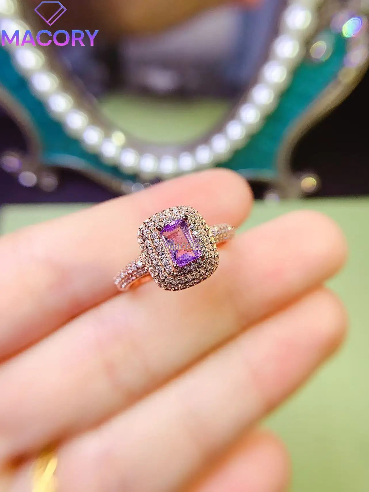 

Sterling Silver 925 Natural Amethyst Ring Women 4*6mm Exquisite Women's Ring New Fashion Engagement Wedding Gift