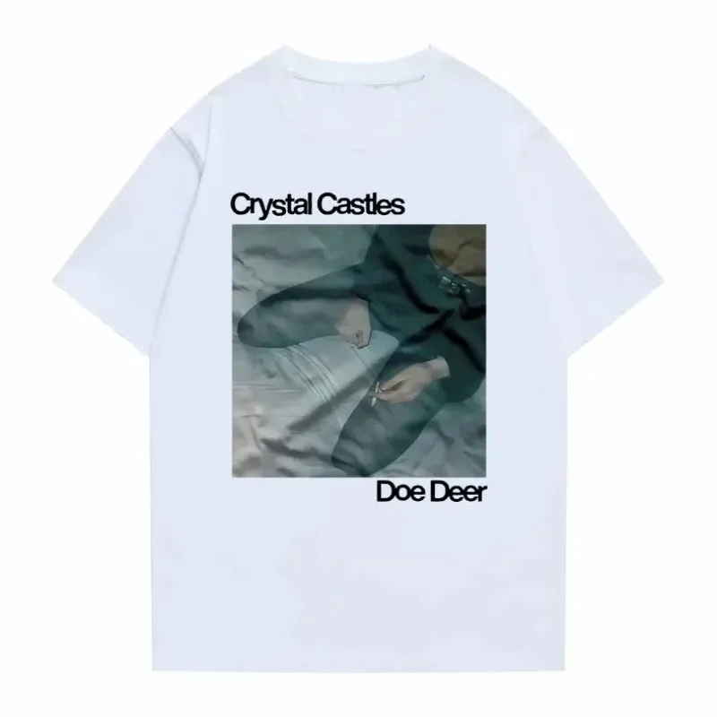 Crystal Castles Doe Deer Graphic Print T Shirts Men's Hip Hop Casual Vintage T Shirt Men Women Gothic Rock Oversized T-shirts
