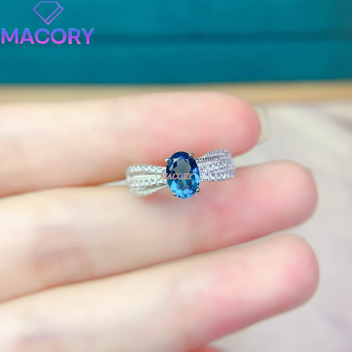 

New arrival pure natural topaz ring for women, 925 pure silver classic stylish women's ring with certificate.
