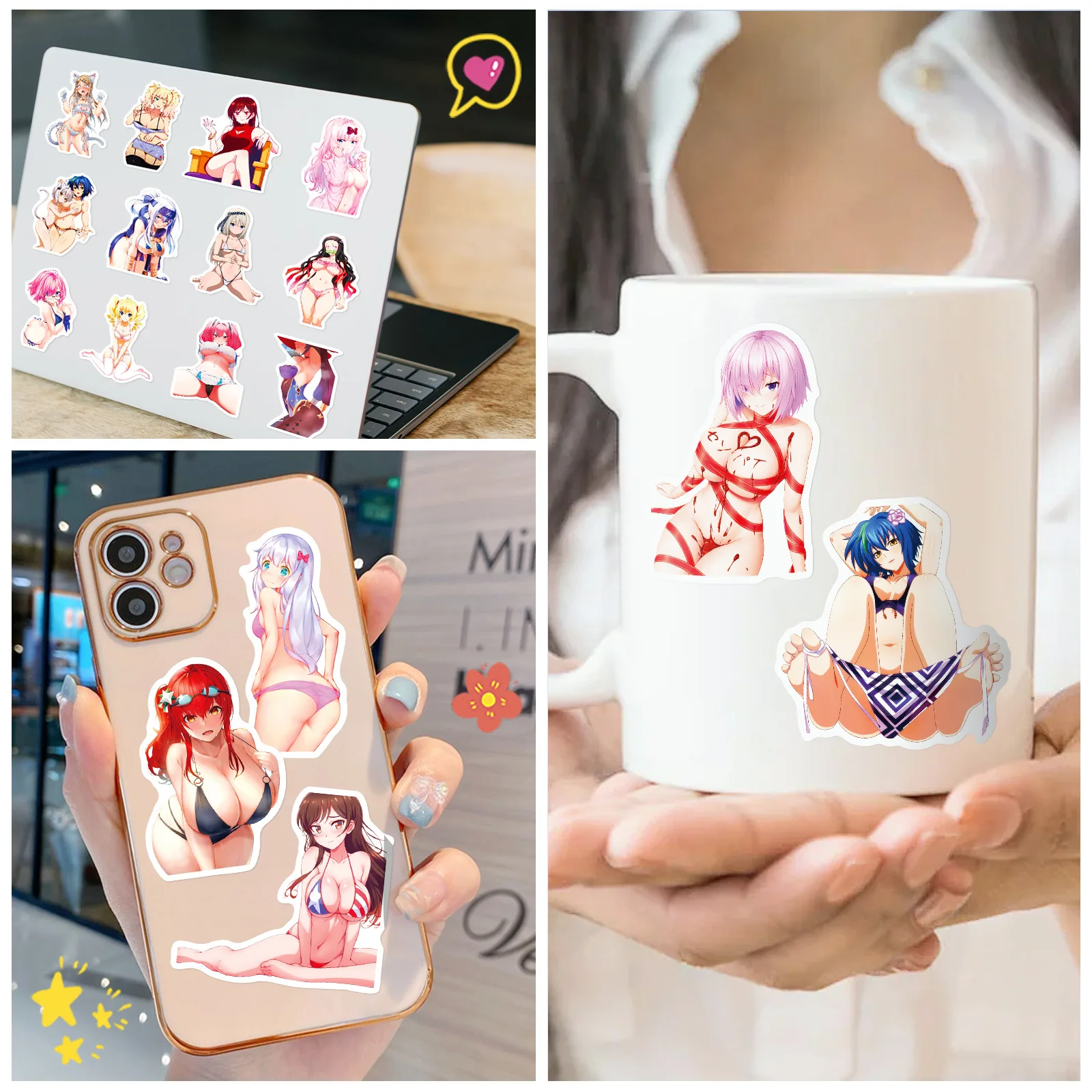 10/30/50PCS Anime Hentai Waifu Girl Stickers for Laptop Motorcycle Guitar DIY Graffiti Decals Sexy Girls Sticker Toys Wholesale