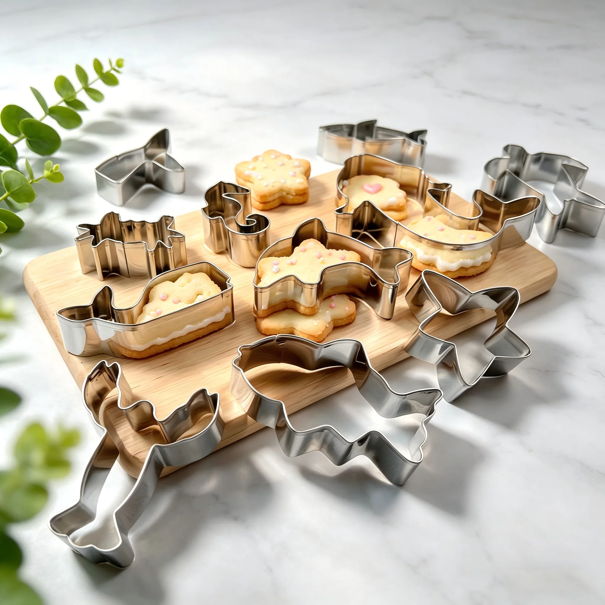 12PCS Cookie Cutter Set, Food Grade Stainless Steel, Mermaid Ocean Sealife Molds, Biscuit Fondant Baking for Kids DIY Home Party