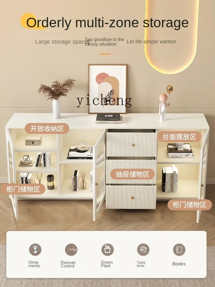 

TQH Cream Style Sideboard Cabinet Modern Minimalist Wall Living Room Wine Cabinet Kitchen Household Storage Cabinet