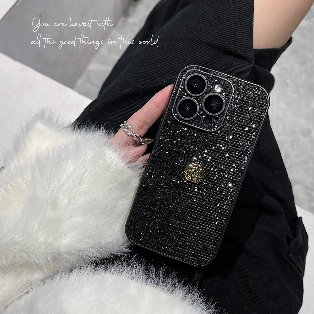 Luxury Full Coverage Flash Drill Glitter Diamond Phone Cases for Iphone 16 15 14 13 12 11 Pro Max Bling Bling Back Bumper Covers