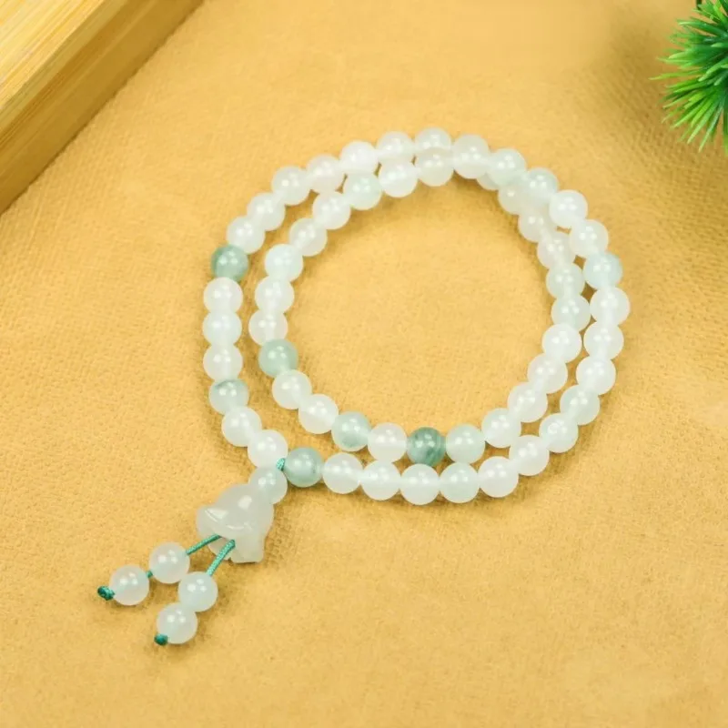 Tianshan Cui Round Bead Bracelet Multi-circle Pumpkin Jade Women's Bracelet Fashionable and Simple