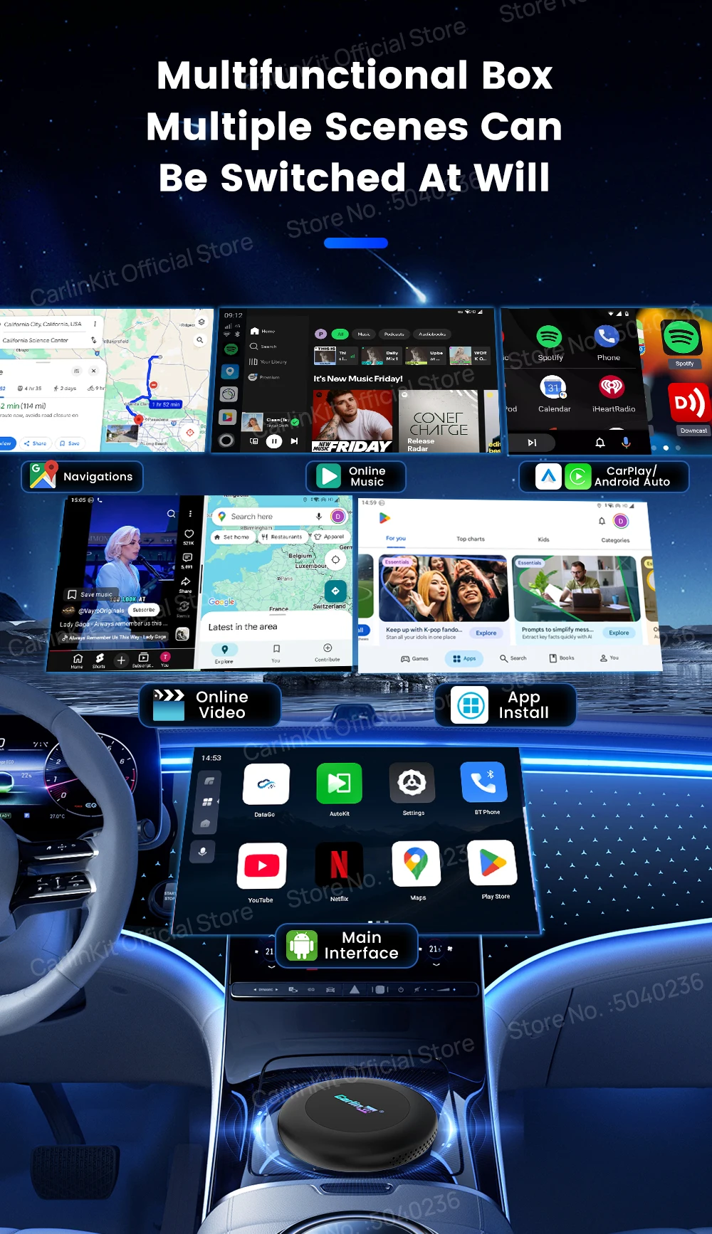 CarlinKit Android 16 Ultra 2 CarPlay Ai Box CQ4390 8G+128GB Bildschirmspiegelung Kabelloses Android Auto Split-Screen FOTA Für Netflix – Detail 5