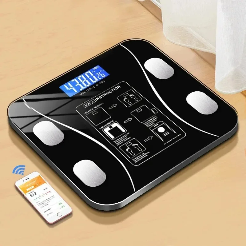 Smart Body Fat Scale Bluetooth Bathroom Scales LED Digital Intelligent Weight Scale Balance Body Composition Analyzer