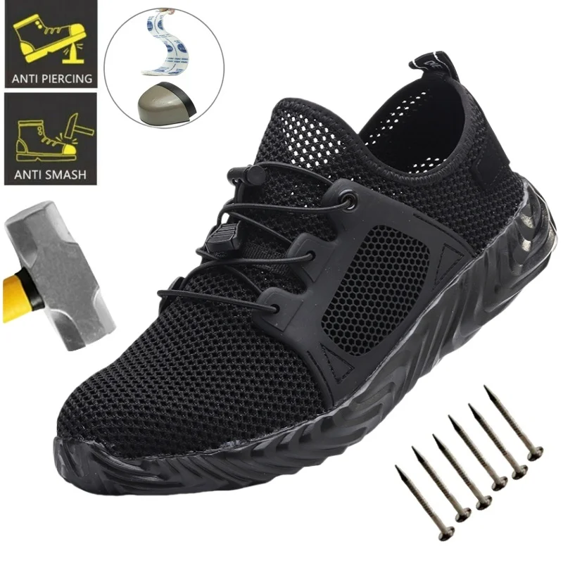 

New Styles Men Anti-smash Safety Boots With Steel Toe Cap Work Sneakers Safety Shoes Men Indestructible Work Boots Hiking Shoes