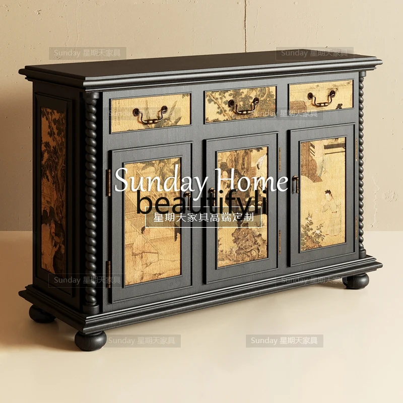 

New Chinese hand-painted chest cabinet large capacity locker retro side cabinet