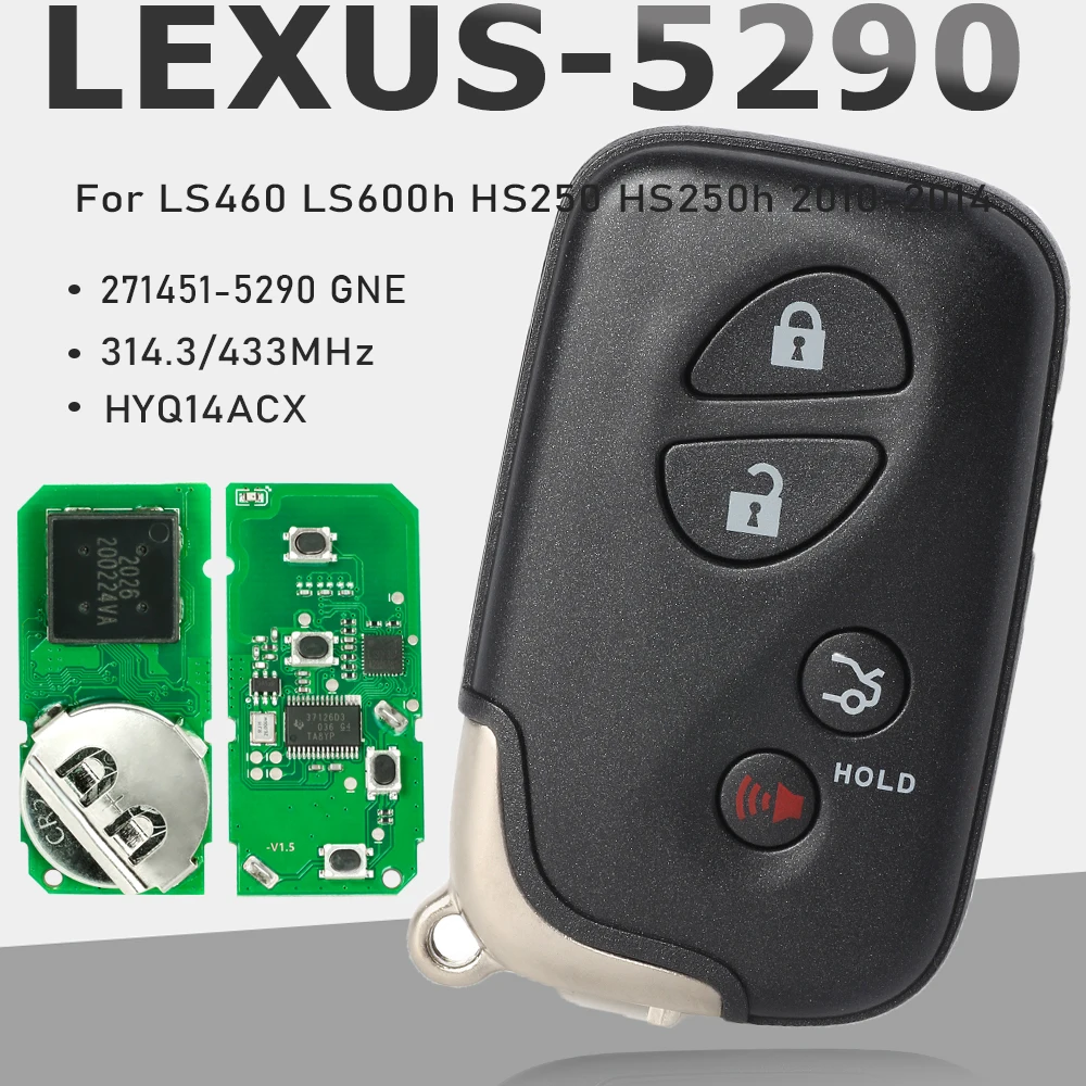

KEYECU 271451 Умный дистанционный брелок 5290 GNE 314,3 МГц/433 МГц для 2010 2011 2012 2013 2014 Lexus LS460 LS600h HYQ14ACX