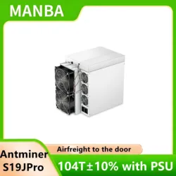 Antminer-ビットコインマイニングマシン、s19j pro、104t、 ± 10% 、btc、3250w、antminer s19 j pro、110th、psuが含まれています