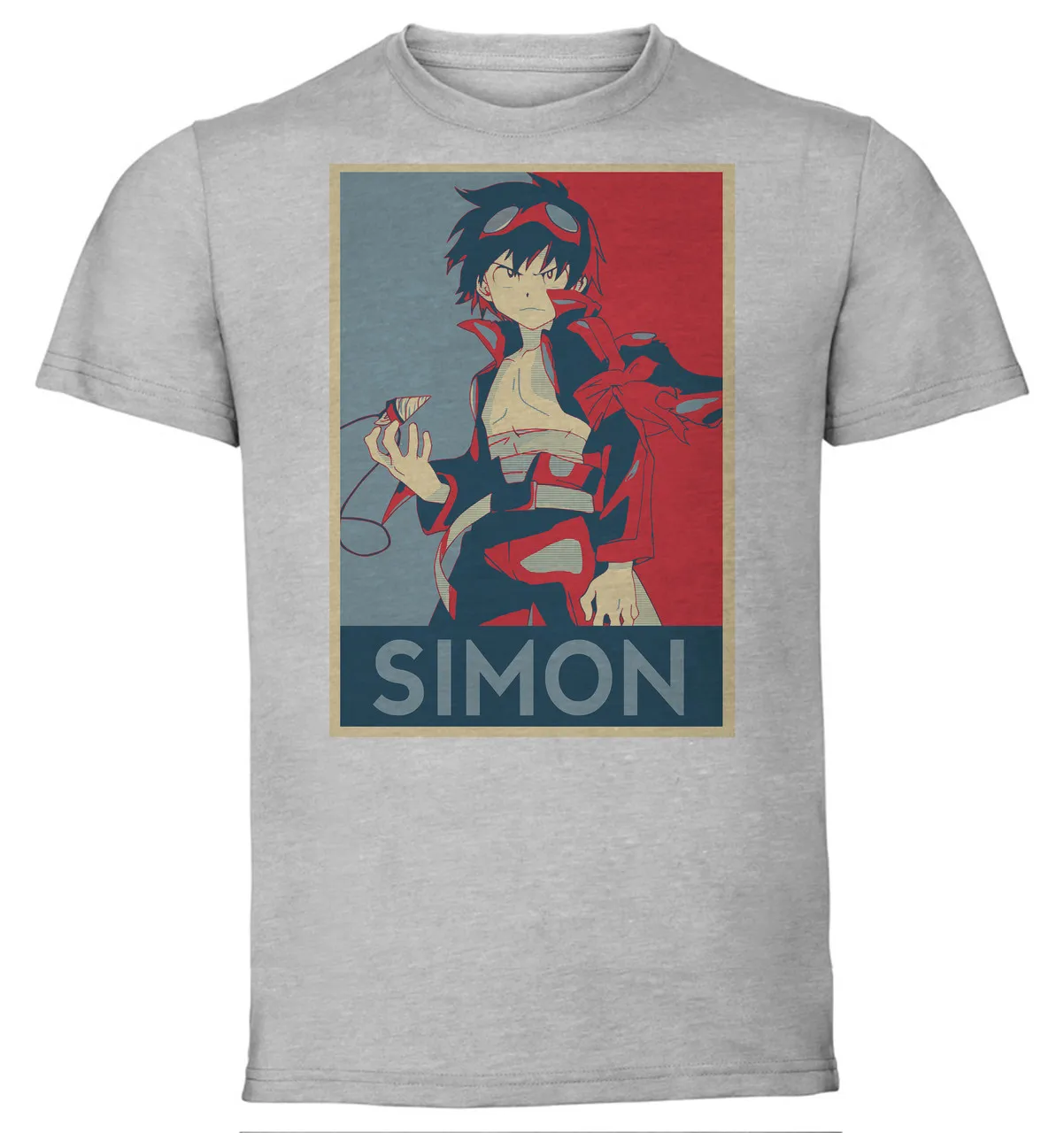 T-Shirt Unisex Grey Propaganda Gurren Lagann Simon