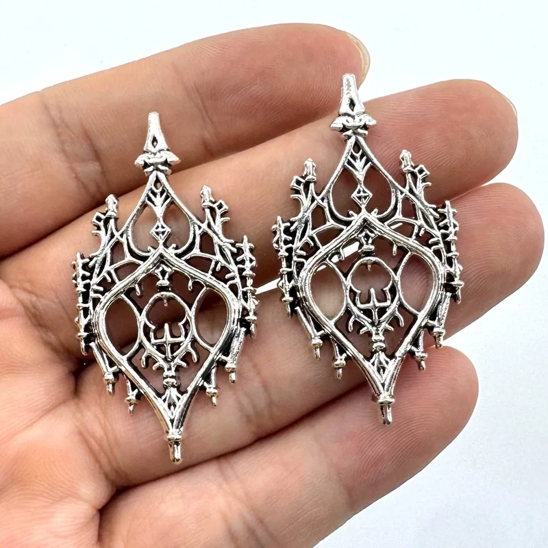 4Pcs/Lot Old Castle Pendants , Gothic Jewelry, Pagan, Alternative Accessories, Hollow Castle, Retro, Witch, Punk, Magic School,
