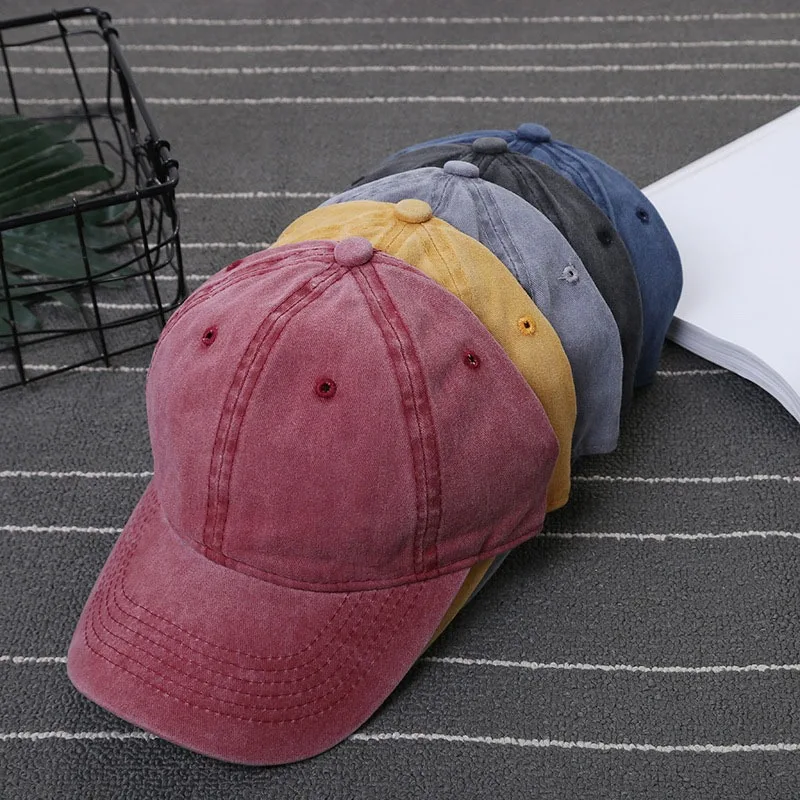 1PC Fashion Washed Hat Done Baseball Cap Vintage Peak Tongue Hat Men Solid Color Hat Women Outdoor Daily Versatile Hat